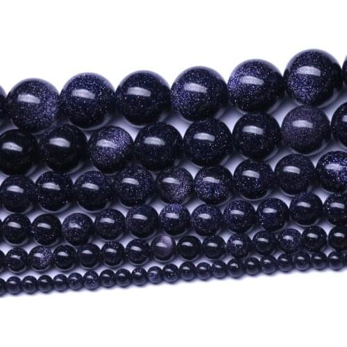 1 Strand Natural Blue Sand Stone 4MM 6MM 8MM 10MM 12MM Manual Strand Beads Bracelet/Necklace Accessories Charm Bead Decoration