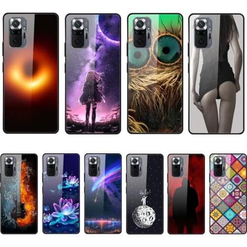Case For Redmi Note10 Pro Phone Case Back Cover Black Silicone Bumper With Tempered Glass