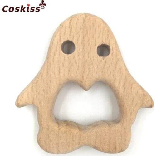 Baby Teething Toy Wooden penguin Teething Toys New Born Gift wooden Rattle Natural Organic Toys Wooden Teether