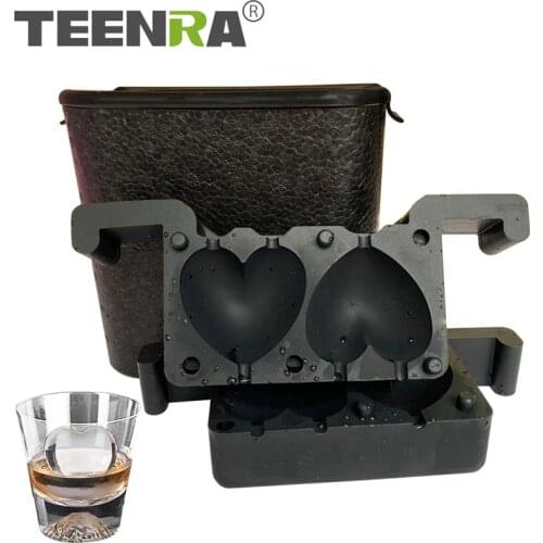 TEENRA Clear Ice Ball Maker Silicone Ice Ball Mold Spherical Whiskey Tray Heart Sphere Ice Mold Cocktail Party Bar Accessories