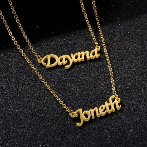 Personalize Custom Stainless Steel Double Name Necklaces Gold Silver Retro Custom Jewelry Best Gifts for Couple Necklaces