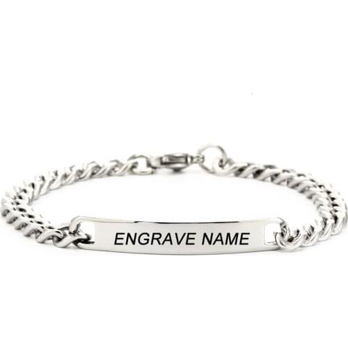 Customized Logo Name Engrave Stainless Steel Bracelet Women Personalized Bracelets For Men Id Bracelet Dropshipping