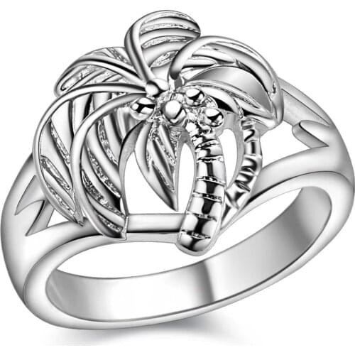 Coconut tree cute shiny Silver plated Ring Fashion Jewerly Ring Women&Men , /NOGCYGNZ SLPQLIKX