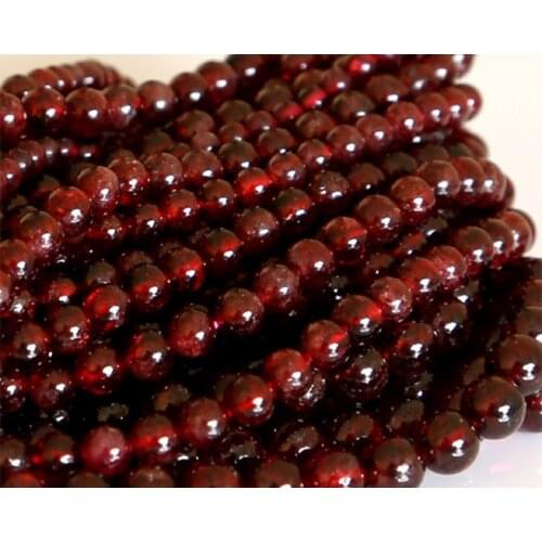 Discount Wholesale Natural Red Garnet Round Loose Stone Small Beads 3mm-10mm Fit Jewelry DIY Necklaces or Bracelets 15" 02999