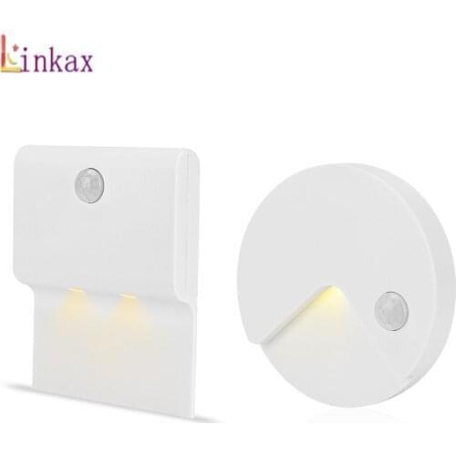 Round/Rectangle PIR Motion Sensor Night Light Auto On/Off for Bedroom Stairs Cabinet Wardrobe Wireless Wall Lamp with Sticker