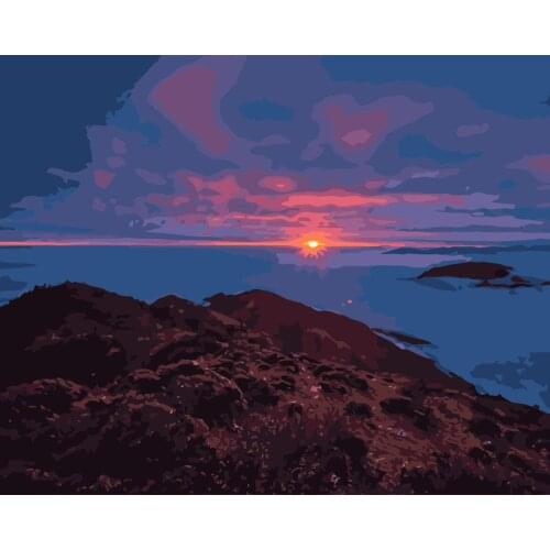 MaHuaf-j134 sunset mountain landscape painting by numbers on canvas DIY digital wall picture for living room home decor