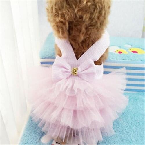 Fashion Pet Dog Solid Color Ballet Clothes Puppy Cat Lacs Mesh Dress Chihuahua Dog Apparel
