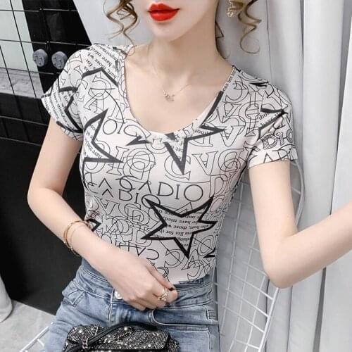 Fashion design letters tide T-shirts for women ladies casual daily tees shirt slim-fit bottoming t shirt 2021 summer tops female