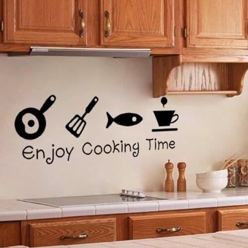 Kitchen enjoy cooking time restaurant kitchen decoration home decor decal wall sticker food shop wall art