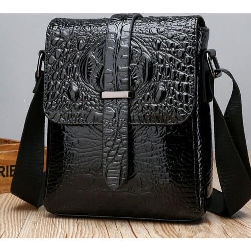 2021 New Fashion Business Alligator Mens Handbags Leather Male Shoulder Bag Vintage Crossbody Boy Luxury Messenger Bags