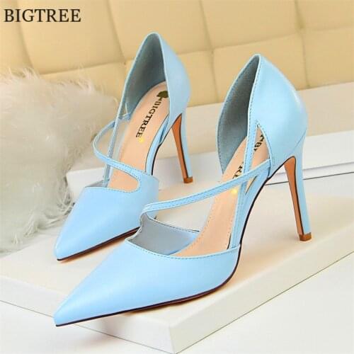 New Arrival Solid Soft Leather Show Thin Women Shoes Shallow High Heels Concise OL Office Shoes Sexy Cut-Outs Party Shoe Pointed