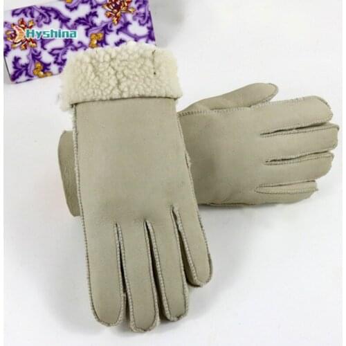 New Women Winter Gloves Genuine Sheep Fur Gloves for Lady Warm Thick Outdoor Thermal Goat Fur Cashmere Real Leather Snow Manual