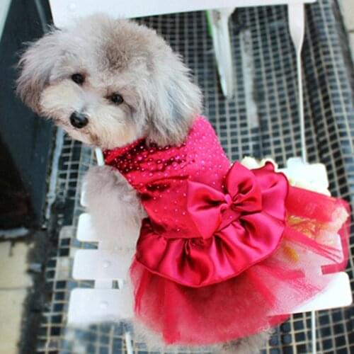 Pet Dog Puppy clothes Fashion Morden Pet Dog Puppy Bow Gauze Skirt Cat Sequin Princess Clothes Evening Dress Party Birthday