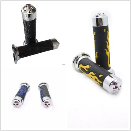 Aftermarket free shipping motorcycle parts 7/8"Yellow Flame Hand Grips For Yamaha Suzuki Scooter Burgman Skywave Ducati 749 898