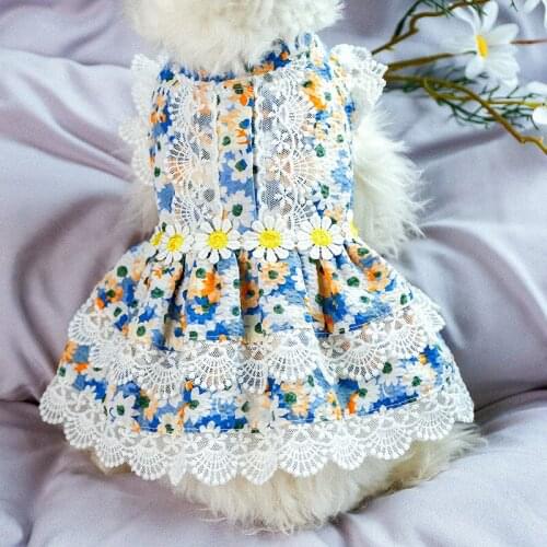 Dropshipping Pets Clothes Products Summer Floral Bow Dog Dress Pet Wedding Dresses For Puppy Cat