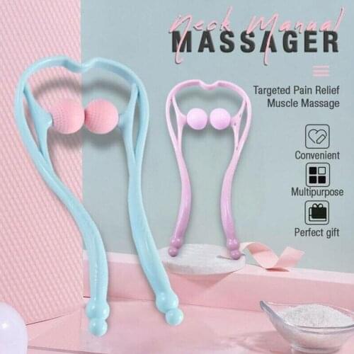 Manual Cervical Massager Handheld Roller Trigger Point Neck Massage Pressure Relieve Dual Shoulder Relaxation Self Massager Tool