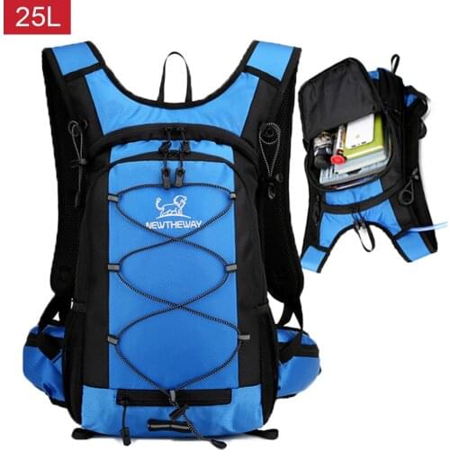 25L Outdoor Sports Cycling Camping Backpack Hiking Running Bike Hydration Water Bag Riding Pack Bladder Knapsack with Helmet Net