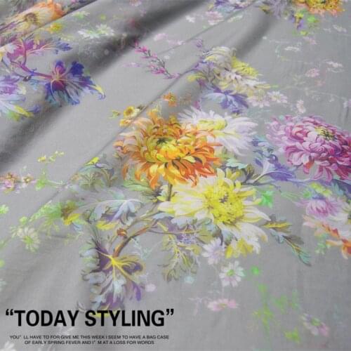 Silk Cotton Fabric Dress Gray Bottom Large Wide clothing Cloth DIY Textile Tissue