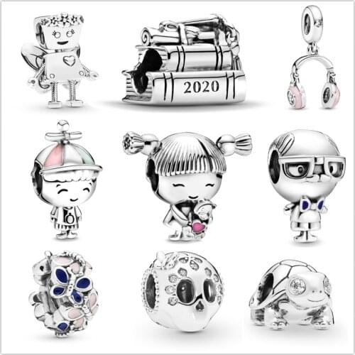 Sterling silver Perfect Home Girl boy Bella bot charms pendant bead fit Pandora bracelet in original 925 silver jewelry women