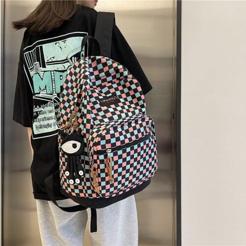 High Quality Checkered Oxford Backpack for Lady Fashion Plaid Monny Bag for Baby Products Outing Travel Leisure Light Backpack