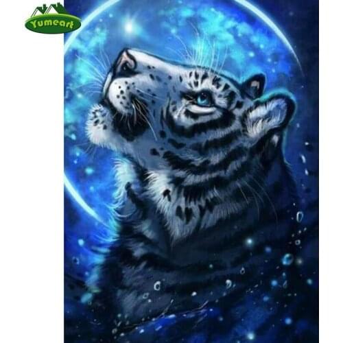 YUMEART Diy Diamond Painting Cross Stitch Tiger Under The Blue Sky Handicrafts Diamond Embroidery Rhinestone Mosaic Art Crafts