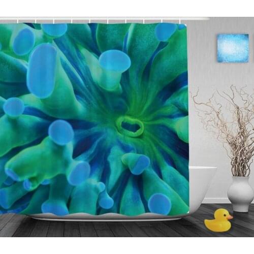 A Branching Torch Coral Bathroom Shower Curtain Beautiful Sea Creatures Shower Curtains Waterproof Polyester Fabric With Hooks