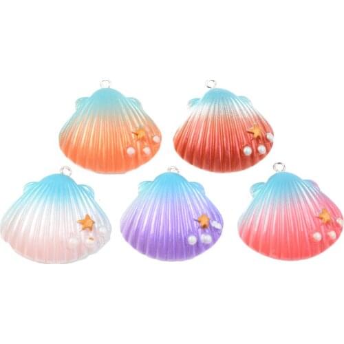 100pcs Opaque Resin Two Tone Shell Pendants with Star for DIY Earring Bracelet Necklace Jwelry Making Accessories Mixed Color