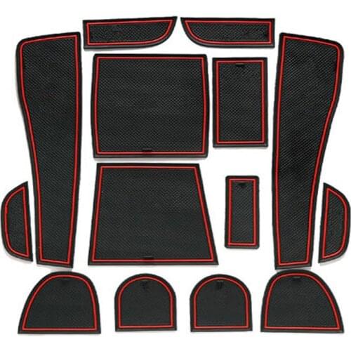 14Pcs Blue/Red Non-Slip Car Interior Door Groove Pad Cup Mat Tank Pad Car Accessories Styling For 2013 Subaru Forester