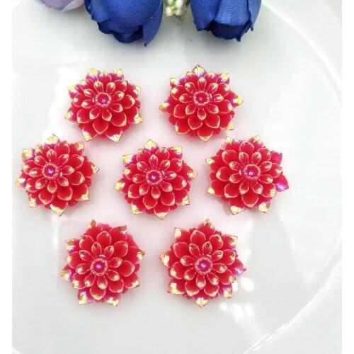 20pcs Resin Flower Decoration Crafts Beads Flatback Cabochon Scrapbooking Embellishments Diy Accessories