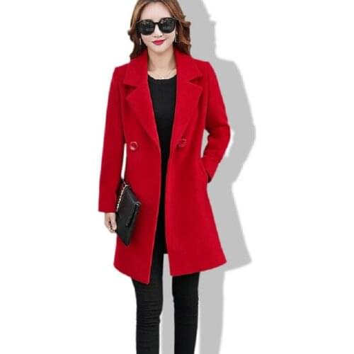 2021 Long Ladies Pure Color Jacket Plus Size M-4XLWomen Winter Jackets and Coats Double Breasted Elegant Women Woolen Coat Y569