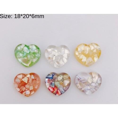 6pcs DIY summer fresh color peach heart natural cracked shell resin patch material earring accessories