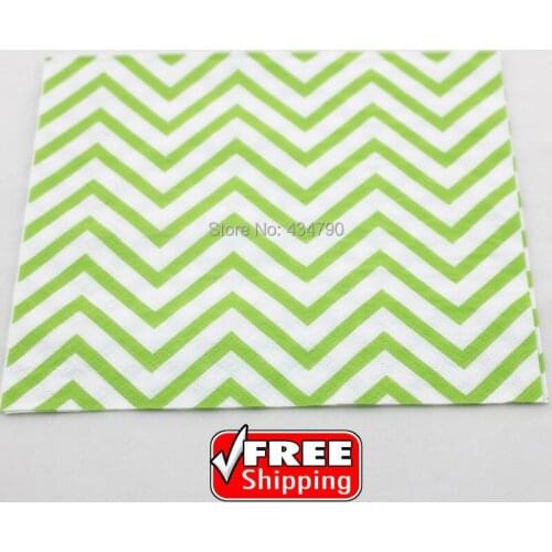 60pcs Green Zig Zag Chevron Designer Paper Napkins,Collage Luncheon Serviettes Party Supplies Decor,Tableware-Choose Your Colors