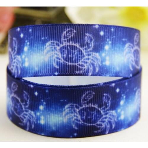 22mm 25mm 38mm 75mm Ruban satin Cancer Zodiac printed Grosgrain Ribbon Hair Accessories party decoration 10 Yards X-02608