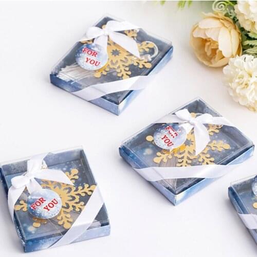 Free Shipping 50pcs/lot Christmas Favors Gold Snowflake Bookmark Party Favors