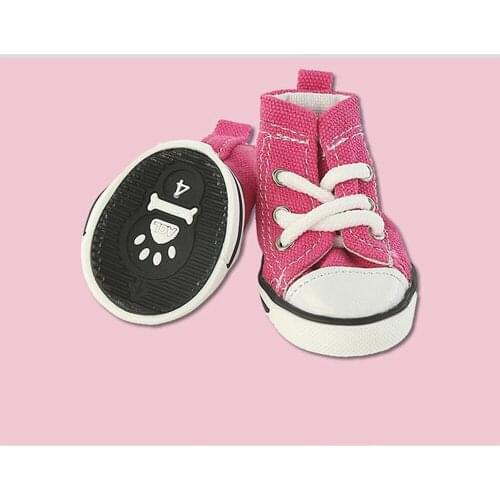 4PCS/Set Pet Dog Cat Puppy Canvas Sport Shoes Winter Warm Cotton Sneaker Boots Outdoor Nonslip Causal Shoes Rubber Pet Supplies