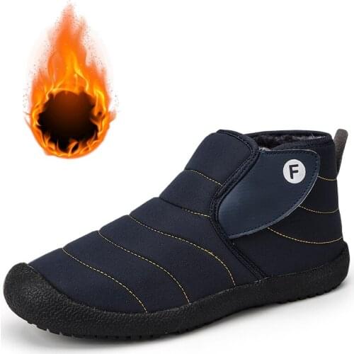 Unisex Ankle Winter Boots Men Boots Non-slip Rubber Winter Shoes for Men Slip on Snow Boots Waterproof Winter Footwear Size 47