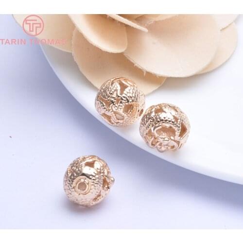 6PCS 14MM 24K Champagne Gold Color Plated Brass Hollow Dragon Shape Spacer Beads Bracelet Beads High Quality Jewelry Accessories