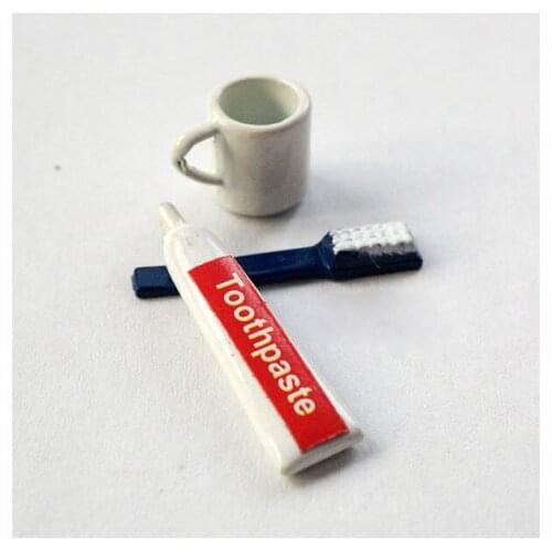 G06-X750 children baby gift Toy 1:12 Dollhouse mini Furniture Miniature rement Toothpaste and toothbrush wash products 3pcs