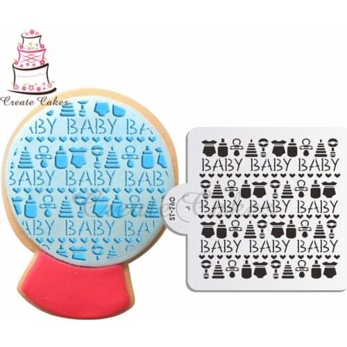 Baby Cookie/Cake Stencil Coffee Decorating Plastic Template Fondant Stencil for Macaroons Cupcake Decoration DIIY Bakcing Tools