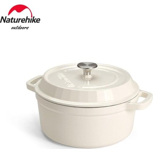 Naturehike 24CM Enamel Pot Outdoor Camping Pot Portable Anti-scalding Stew Pot 3.8L Picnic Pot Comes With Anti-scalding Suit