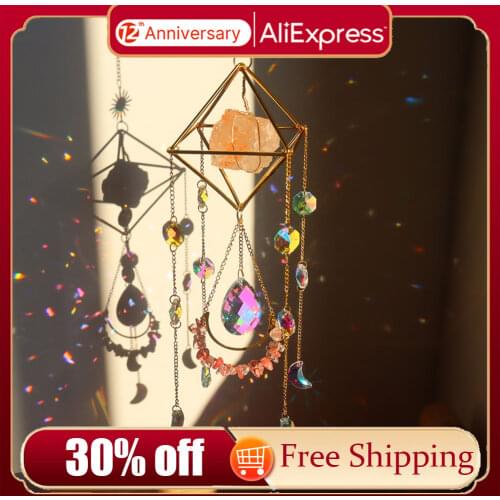 NEW Crystal Wind Chime Sun Prisms Glass Chandelier Pendant Sun Catchers Hanging Drop for Outdoor Indoor Garden Windchimes