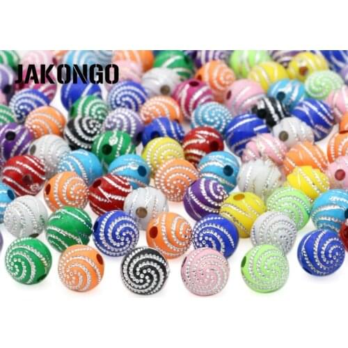 JAKONGO 100PCS Round Acrylic Ball Spacer Beads Whirl Loose Beads for Jewelry Making Bracelet Accessories Handmade Findings DIY