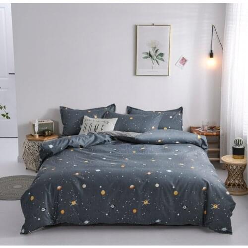 Kids Galaxy Bedding Set grey color Duvet cover boys Bed Linen Single Queen King Size Creative Bedclothes 3PCS home textiles