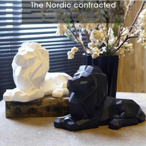 LION RESIN STATUE ANIMAL SCULPTURE ABSTRACT FIGURINE GEOMETRIC HOME DECOR STATUES DECORATION MODERN NORDIC BEELDEN DECORATIE