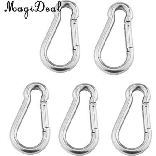 5Pcs Multifunctional Stainless Steel Spring Snap Carabiner Quick Link Ring Hook