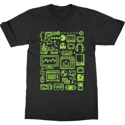 Men 2019 Summer Summer Tees Shirt T-Shirt Retro Gamer T-Shirt Video Game Console Player Control Headset Graphics Card Nerd Tees