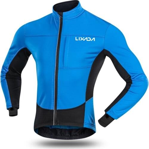 Lixada Men Windproof Cycling Jacket Winter Thermal Polar Fleece MTB Bike Bicycle Riding Running Clothing Sportswear Jacket Coat
