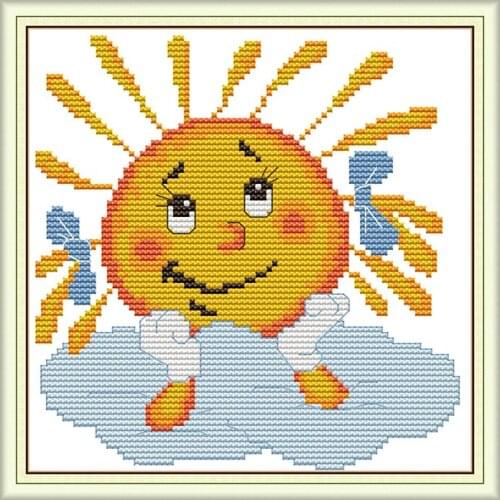Sun cross stitch kit aida 14ct 11ct count printed canvas stitches embroidery DIY handmade needlework