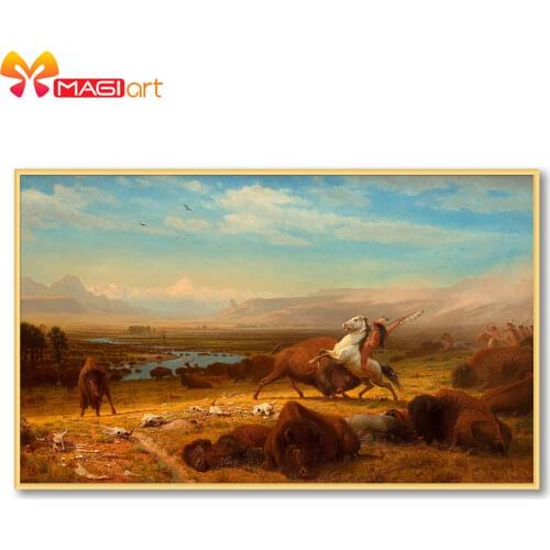 Cross stitch kits Embroidery needlework sets 11CT water soluble Canvas Patterns 14C Full Landscape Bullfight -NCMA158