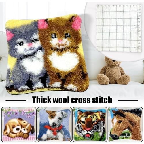 3D Segment Embroidery Cushion Covers Making DIY Handmade Material Package Exquisite Coarse Wool Cross Stitch Carpet Embroidery